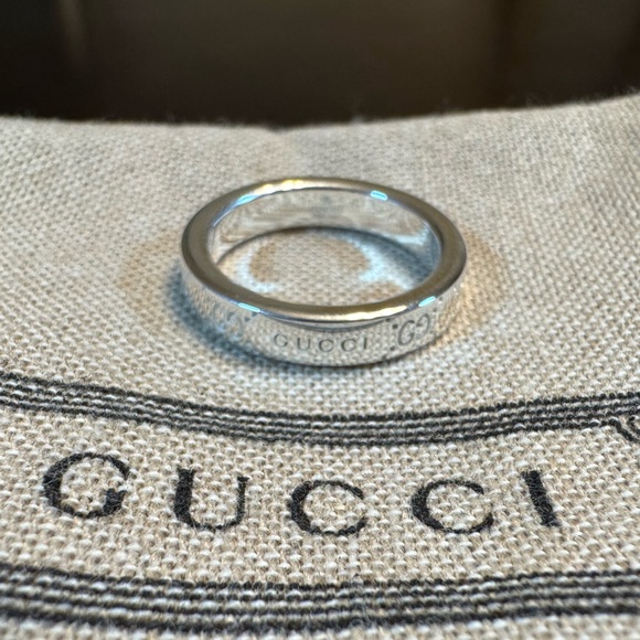 New Authentic Gucci GG Logo Silver Ring Size IT 11 / US 5.75 - Picture 4 of 13
